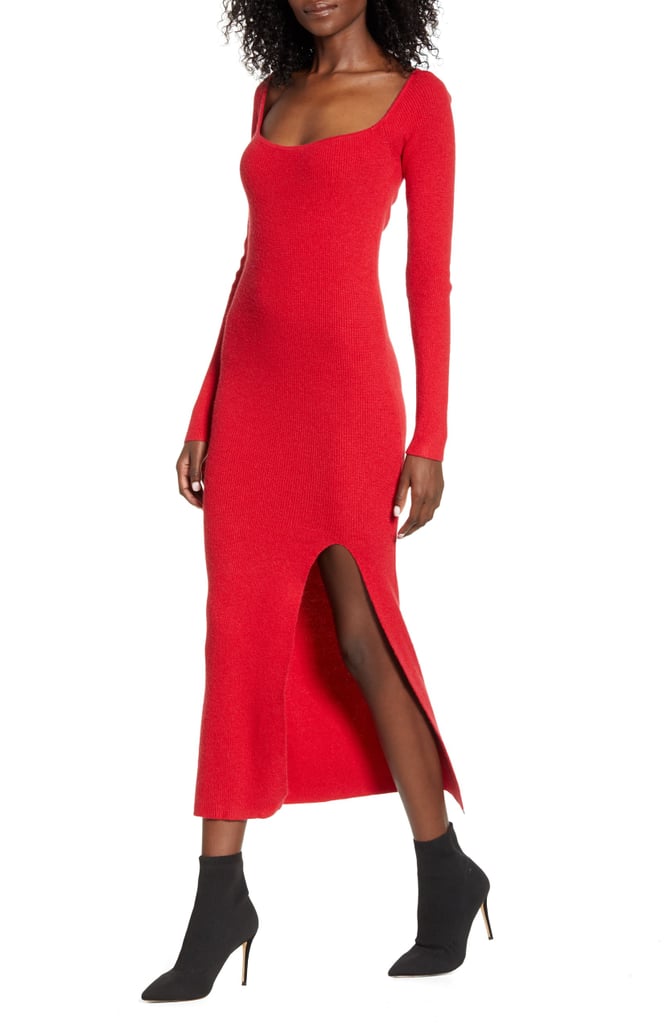 Leith Square-Neck Long-Sleeve Sweater Dress