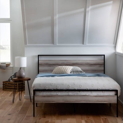Brookside Home Nora Metal and Wood Platform Bed Frame