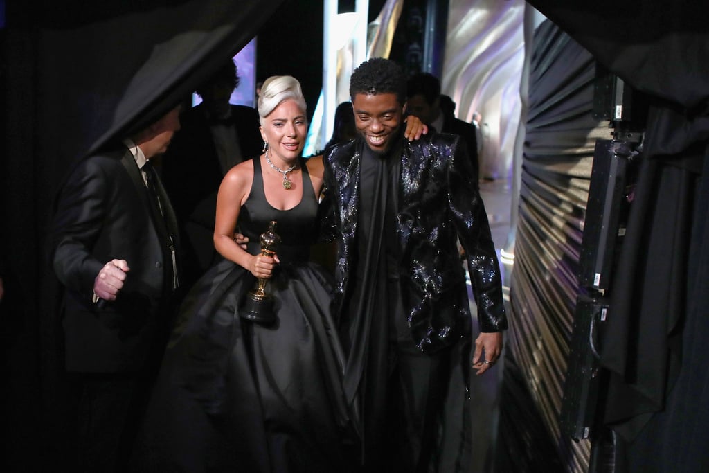 Pictured: Lady Gaga and Chadwick Boseman