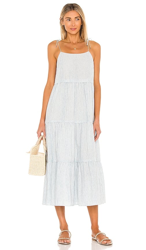 Saylor Posey Midi Dress in Blue and Creme