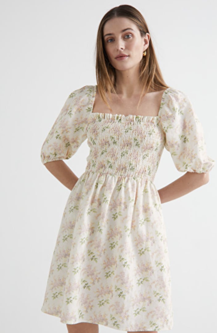 & Other Stories Floral Print Puff Sleeve Mini Dress