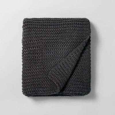 Chunky Knit Throw Blanket in Railroad Gray