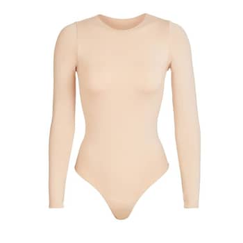 NWT SKIMS Kim Kardashian Square Neck Bodysuit Color Sand Style BS-SCN-0294
