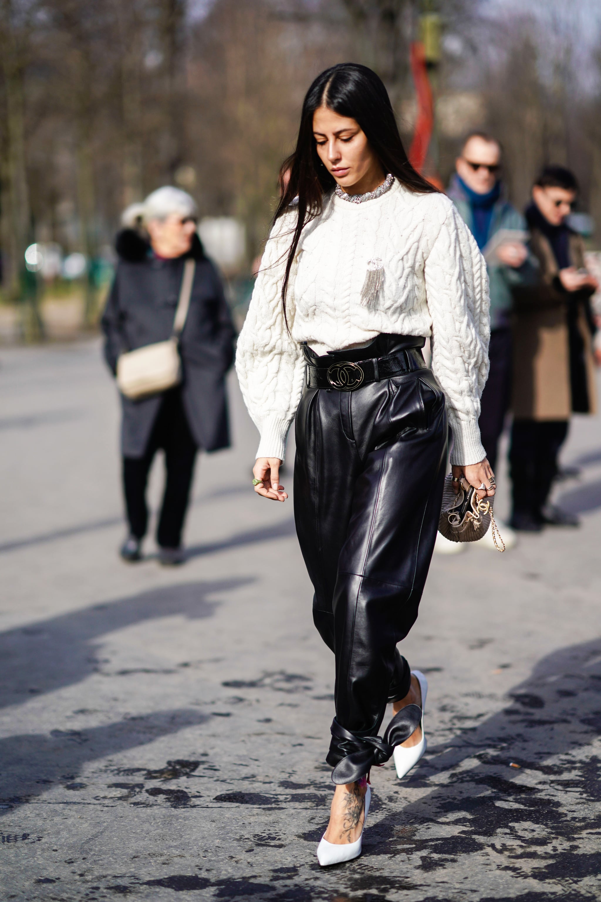 Leather Pants With a Paper Bag Waist, 35 Pant Outfit Ideas That — Gasp! —  Aren't Jeans