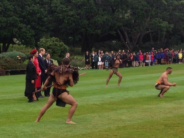 Kate and William watched Maori warriors do a performance.
Source: Twitter user byEmilyAndrews
