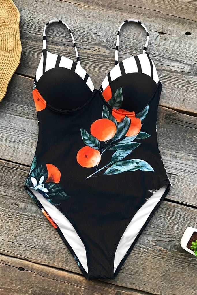 Cupshe Orange Angel Print One-Piece Swimsuit | Fruit Print Swimsuits ...