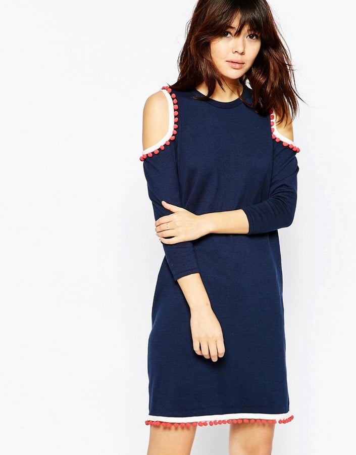 ASOS Swing Dress in Knit With Cold Shoulder and Pom Pom Detail ($57 ...