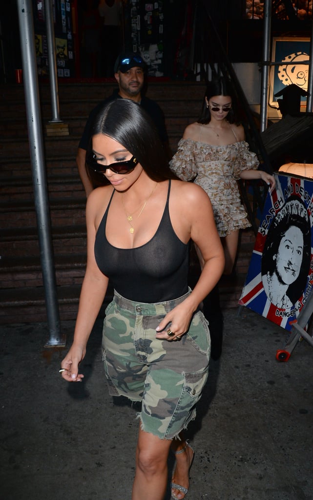Kim Kardashian Wearing See-Through Top in NYC August 2017