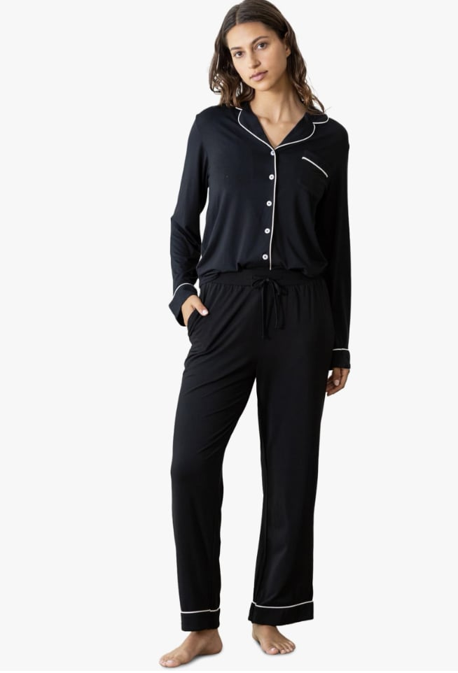 Cozy Earth Bamboo Stretch-Knit Long Sleeve Pajama Set