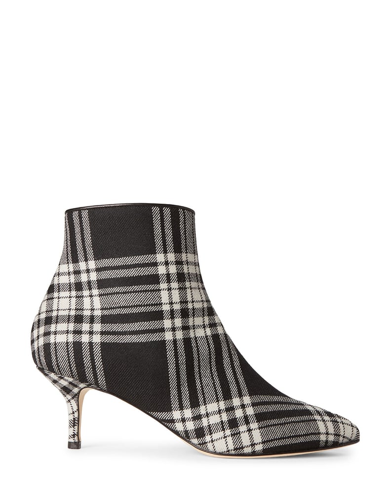 Polly Plume Black & White Janis Plaid Ankle Booties