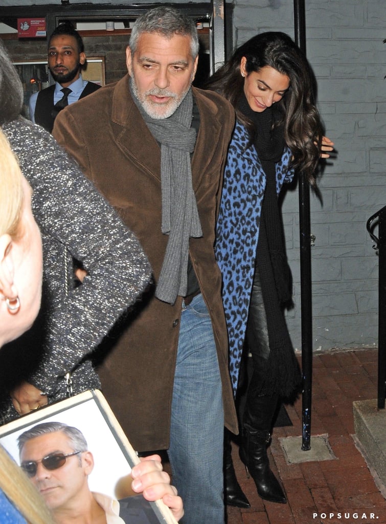 Amal Clooney Blue Leopard Coat