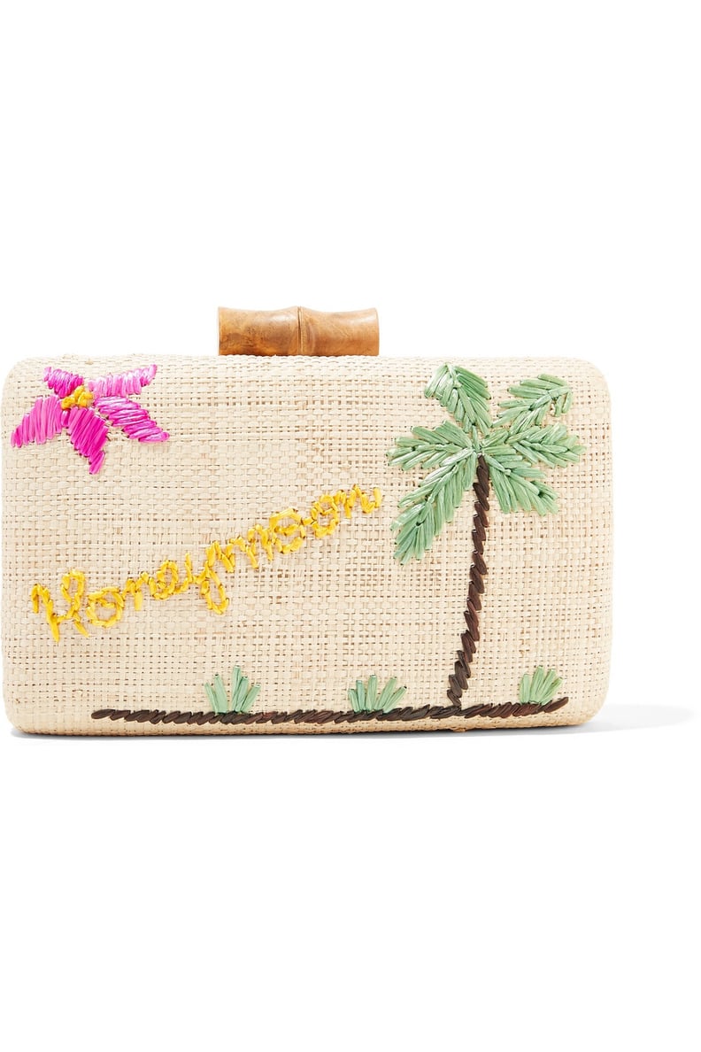 Kayu Embroidered Woven Raffia Clutch