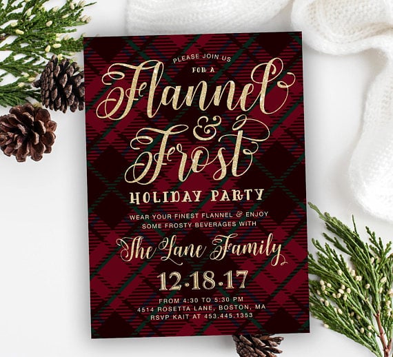 Flannel & Frost Holiday Party Invitation