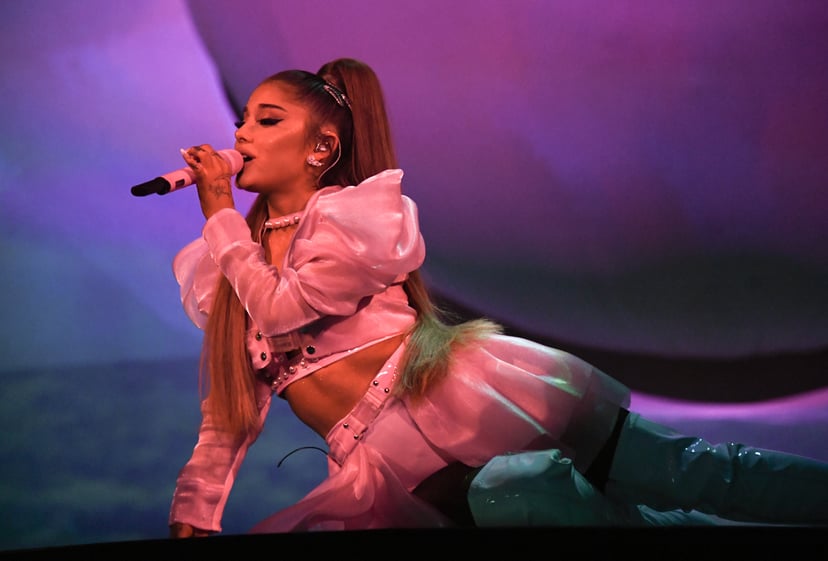 LONDON, ENGLAND - AUGUST 17: Ariana Grande performs on stage during her 