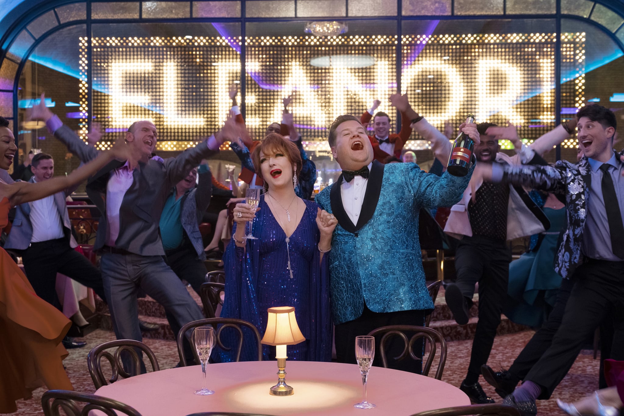 THE PROM, from left: Meryl Streep, James Corden, 2020. ph: Melinda Sue Gordon /  Netflix / Courtesy Everett Collection