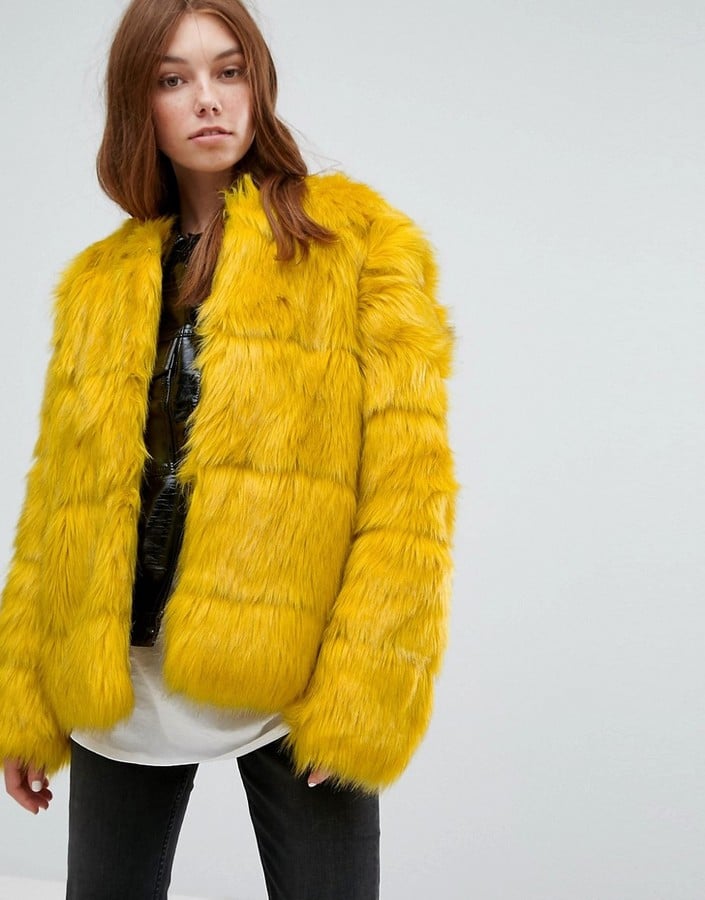 Bershka Faux Fur Jacket | Gigi Hadid Yellow Furry Coat | POPSUGAR ...