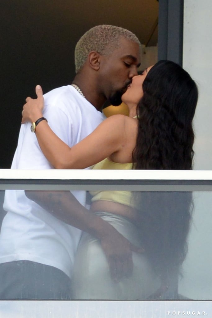 Kim Kardashian and Kanye West Kissing in Miami Jan. 2019