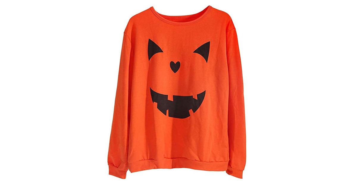 SUPEYA Womens Halloween Pumpkin Face Sweatshirts Tops Jack O Lantern Graphic Casual Long Sleeve Hoodies