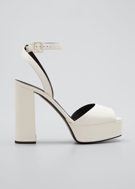 Giuseppe Zanotti Patent Platform Ankle-Wrap Sandals
