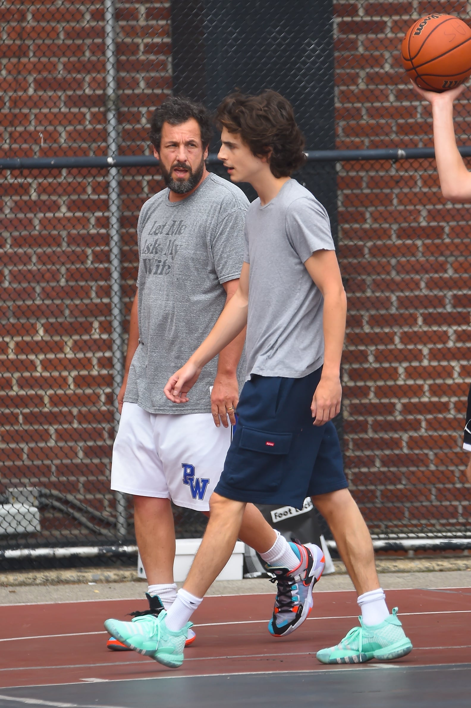 Adam Sandler and Timothée Chalamet Play Basketball in NYC PS Celebrity