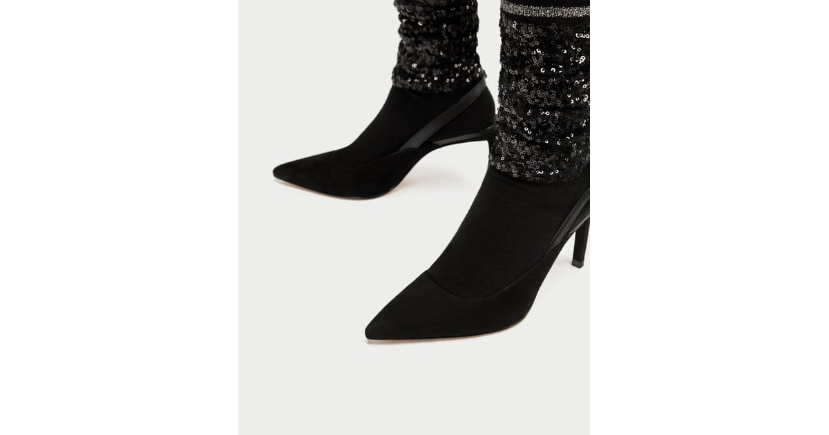 Zara Sequined Sock Style Slingback Court Shoes Best Zara Pieces Under