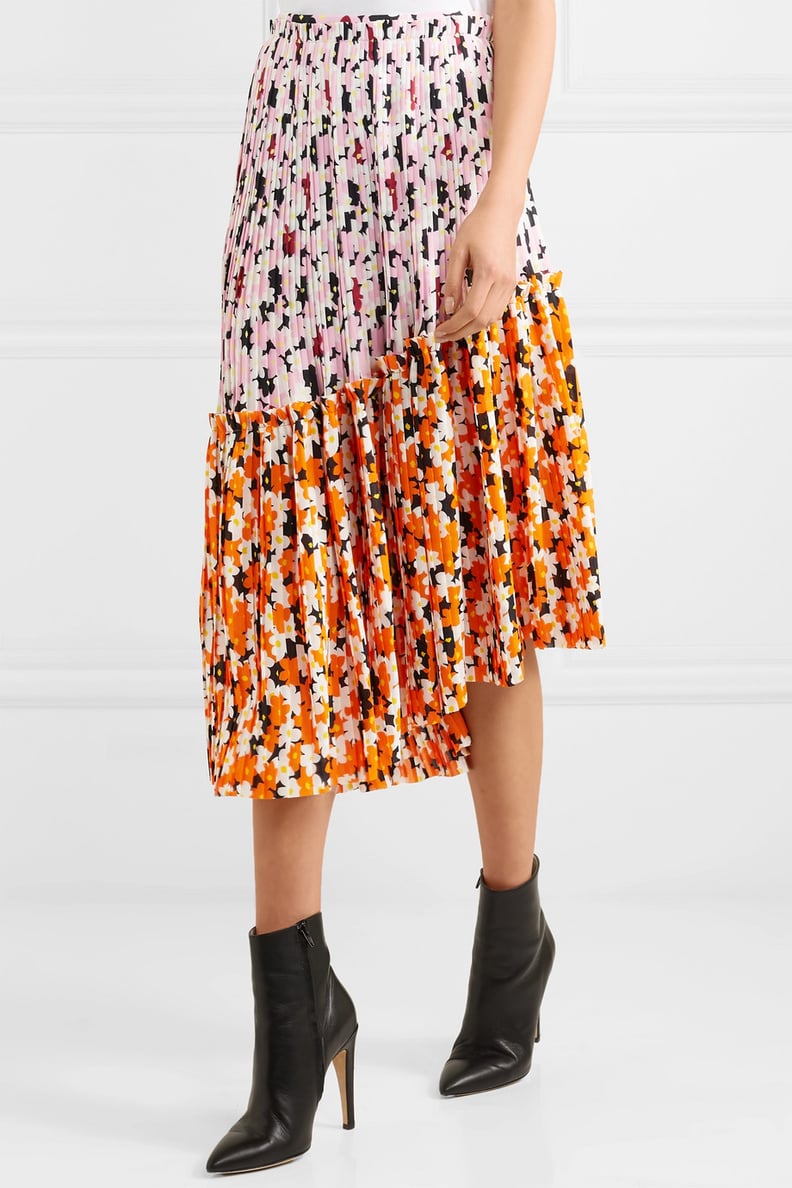 Kenzo Asymmetric Printed Pleated Midi Skirt