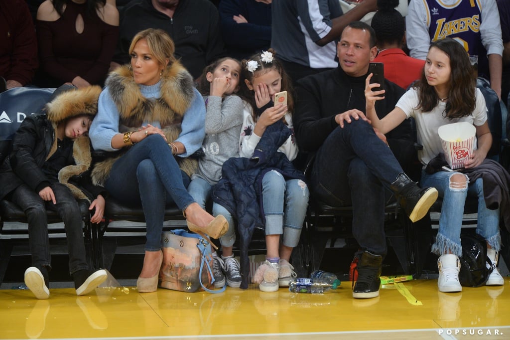 Jennifer Lopez and Alex Rodriguez at Lakers Game Jan. 2018