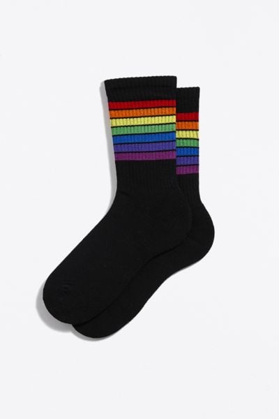 Black Rainbow Stripe Sport Socks