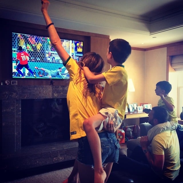 Gisele Bündchen showed her excitement for Brazil's win along with her boys, Tom, Jack, and Benjamin Brady.
Source: Instagram user giseleofficial