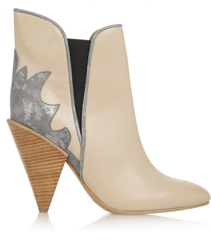 chloe leather trimmed suede ankle boots