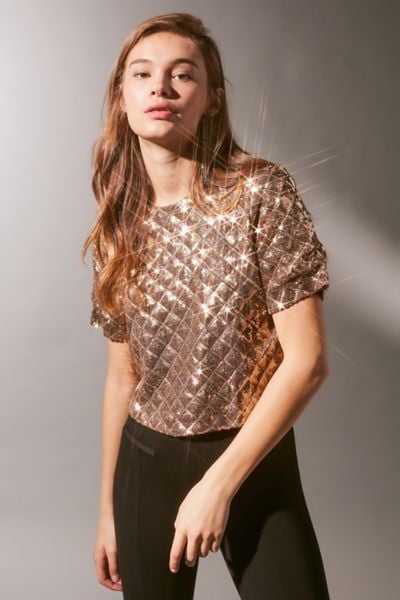 Urban Outfitters Quilted Sequin Tee