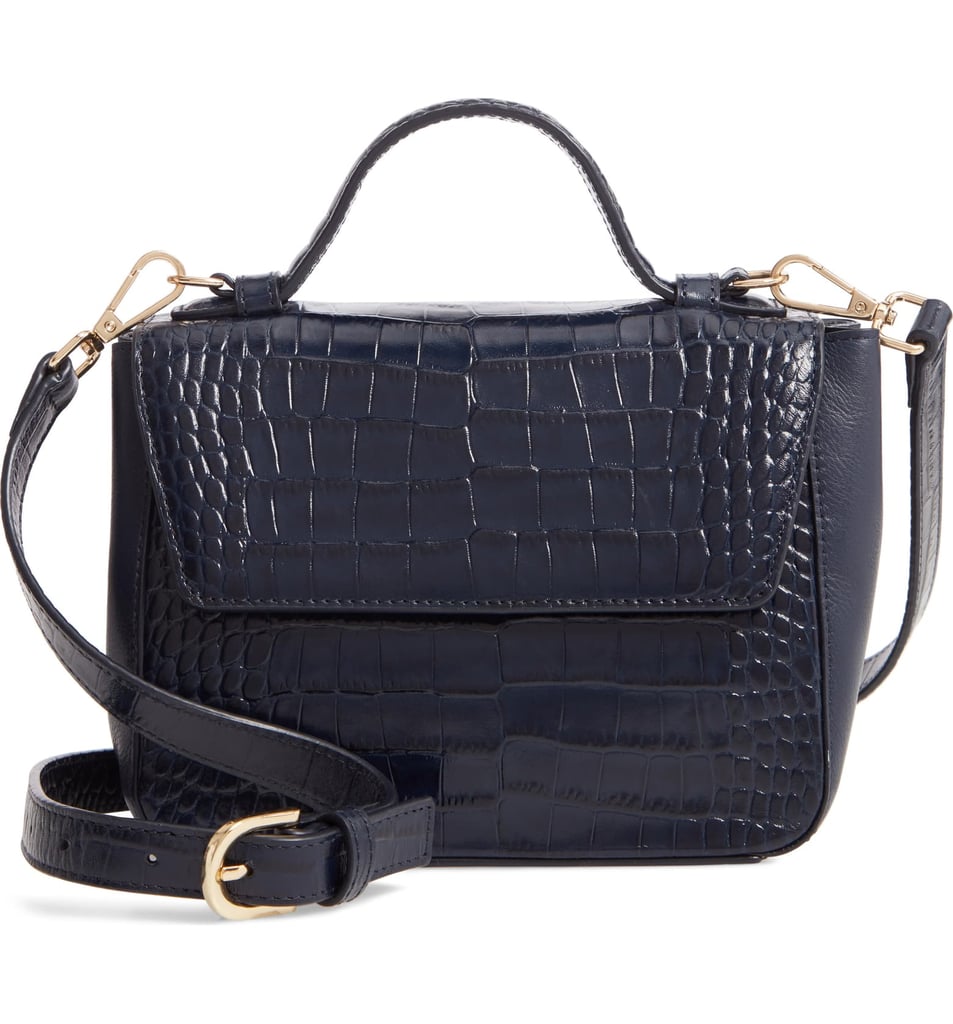 Nordstrom Mini Ryder Croc Embossed Leather Top Handle Bag