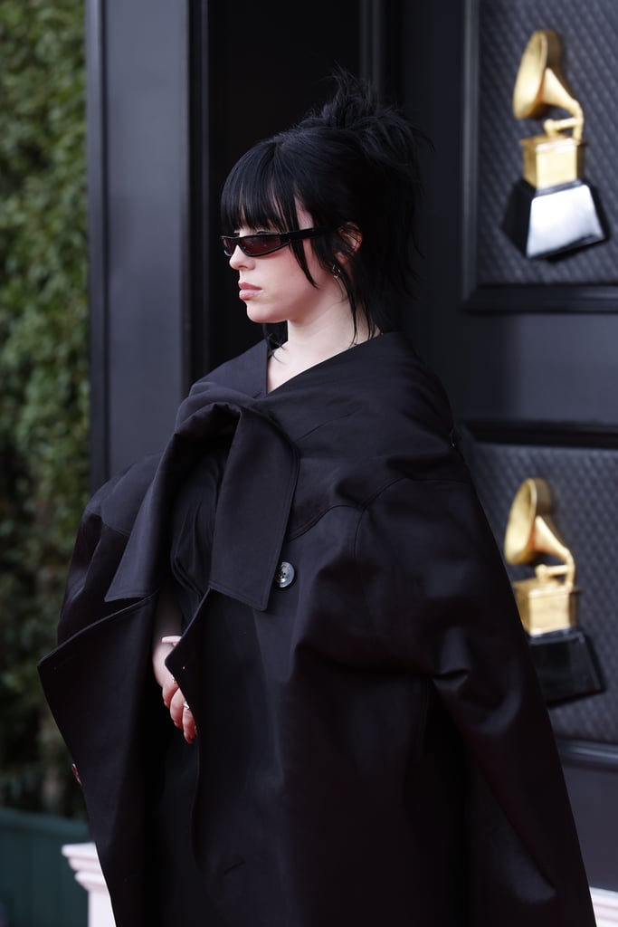 Billie Eilish's Black Rick Owens Trench Coat at the Grammys