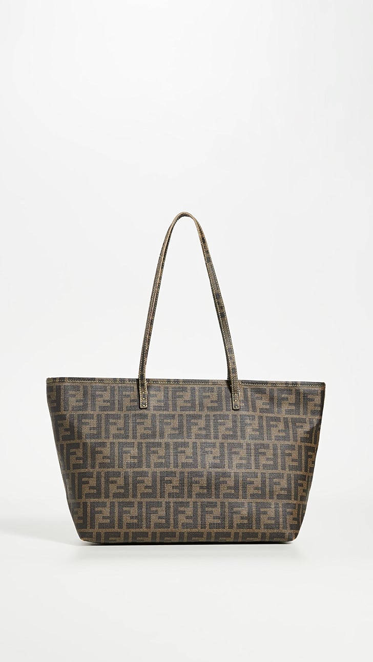 What Goes Around Comes Around Fendi Green Coated Canvas Tote | The Best ...