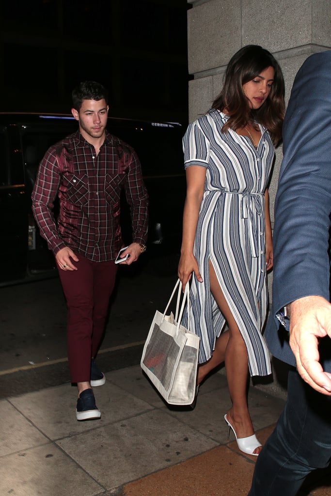 Priyanka Chopra Striped Dress With Nick Jonas