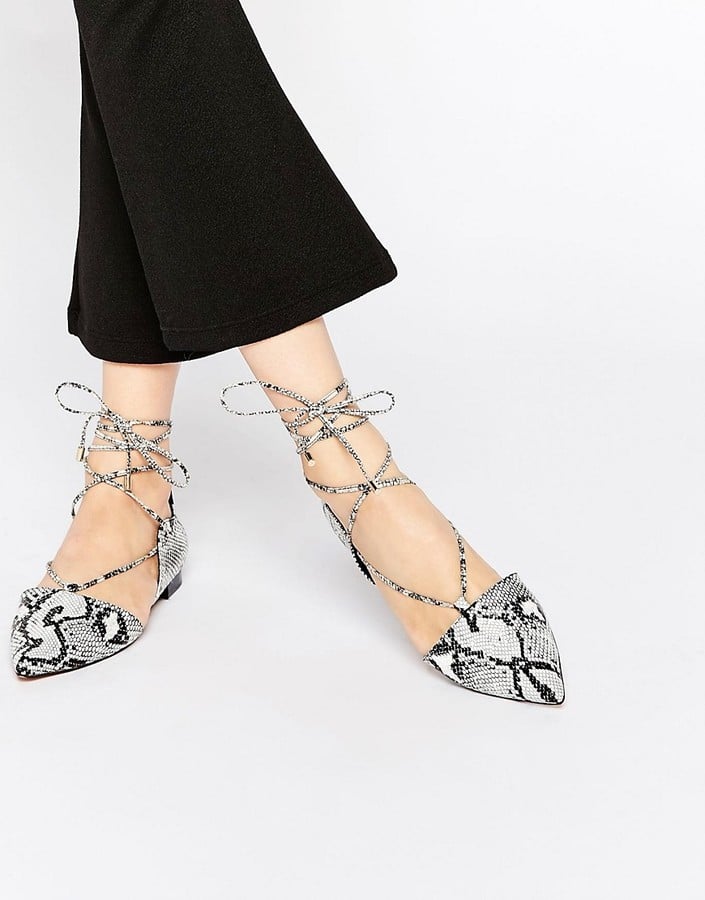 Asos LOCKET Lace Up Pointed Ballet Flats ($36)