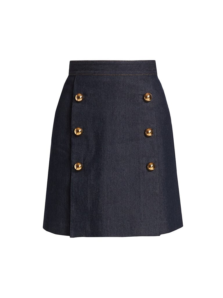 Adam Lippes Denim Double-Breasted Skirt
