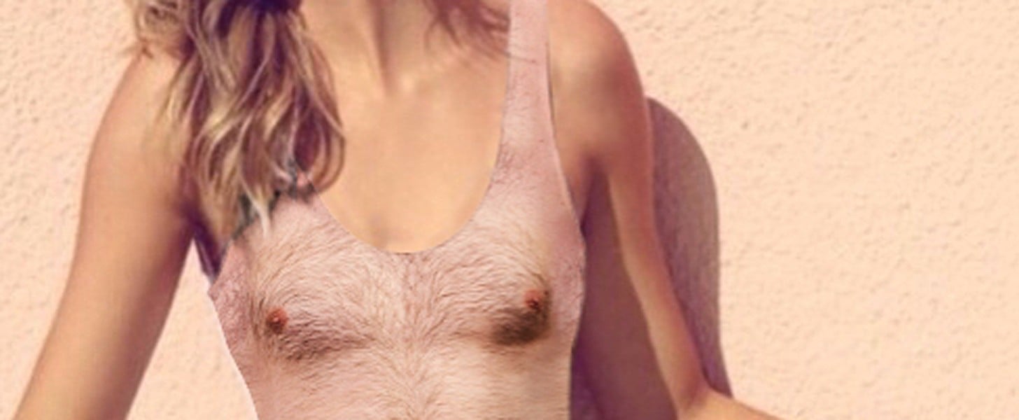 Hairy man 2025 chest bathing suit