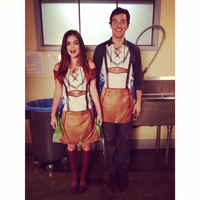 Lucy Hale smiled with her Pretty Little Liars costar Ian Harding in costumes.
Source: Instagram user lucyhale