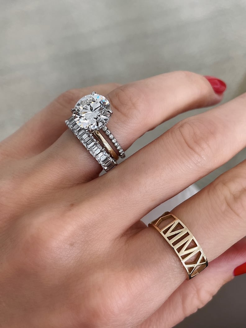 7. A stacking band between your diamond and wedding ring is a must