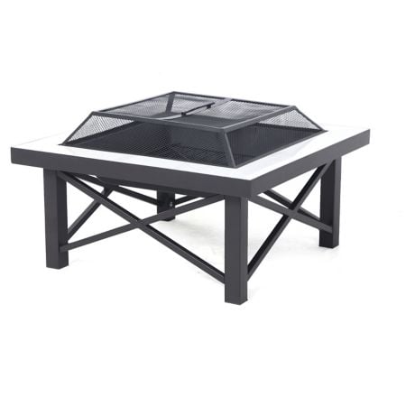 W Home Stonington Tile-Top Steel Wood-Burning Fire Pit With Protective Cover