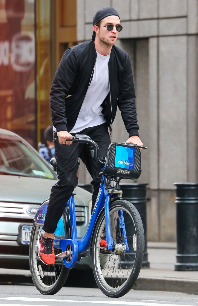 Robert Pattinson Riding His Bike in NYC