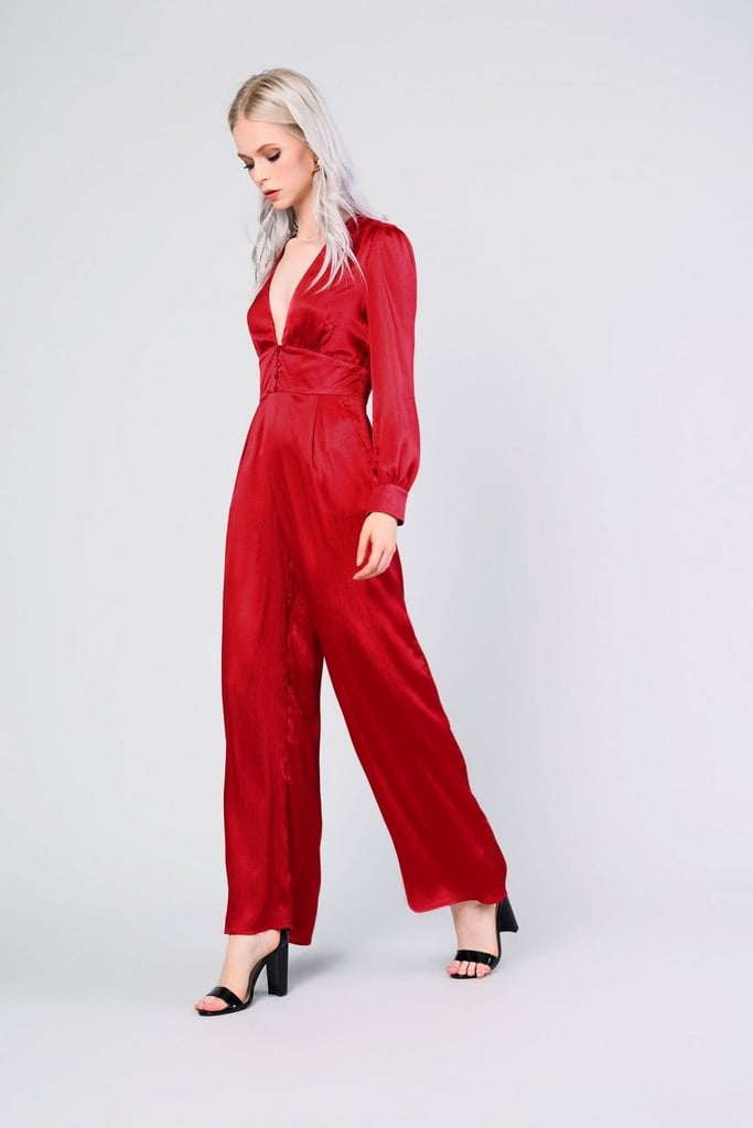 Satin Pleated Jumpsuit by Glamorous