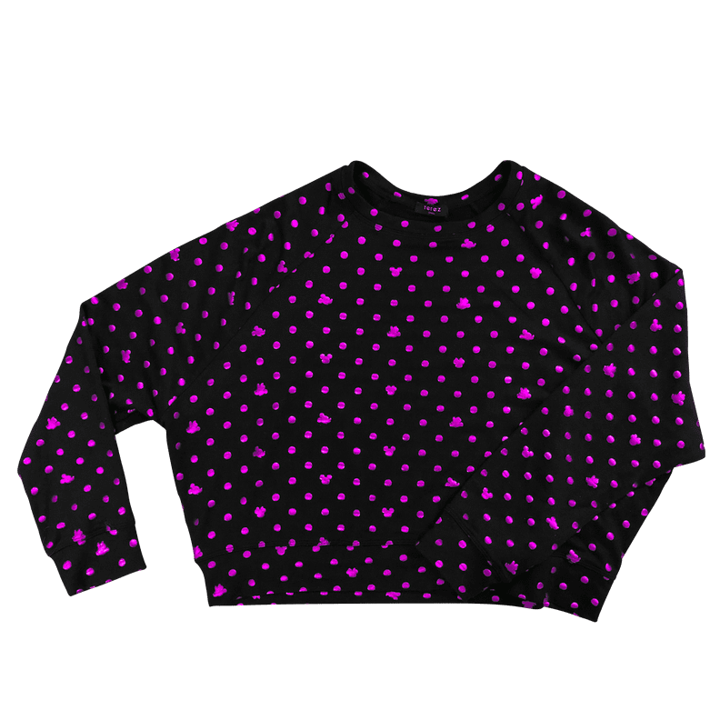 Mickey Mouse & Minnie Mouse Pink Polka Dot Foil Crewneck