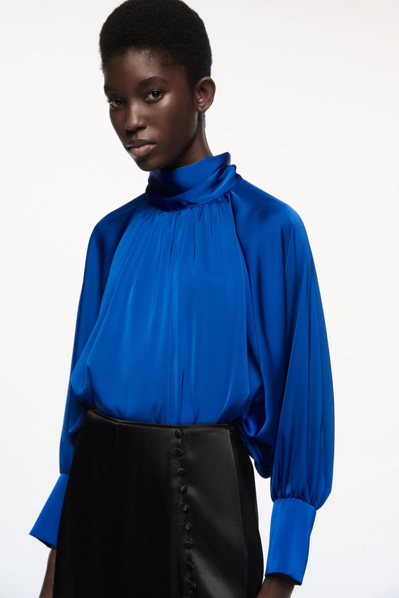 A Bold Blue: Zara Satin Effect Blouse