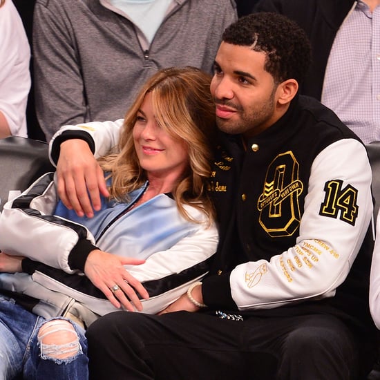 Drake and Ellen Pompeo at a Brooklyn Nets Game
