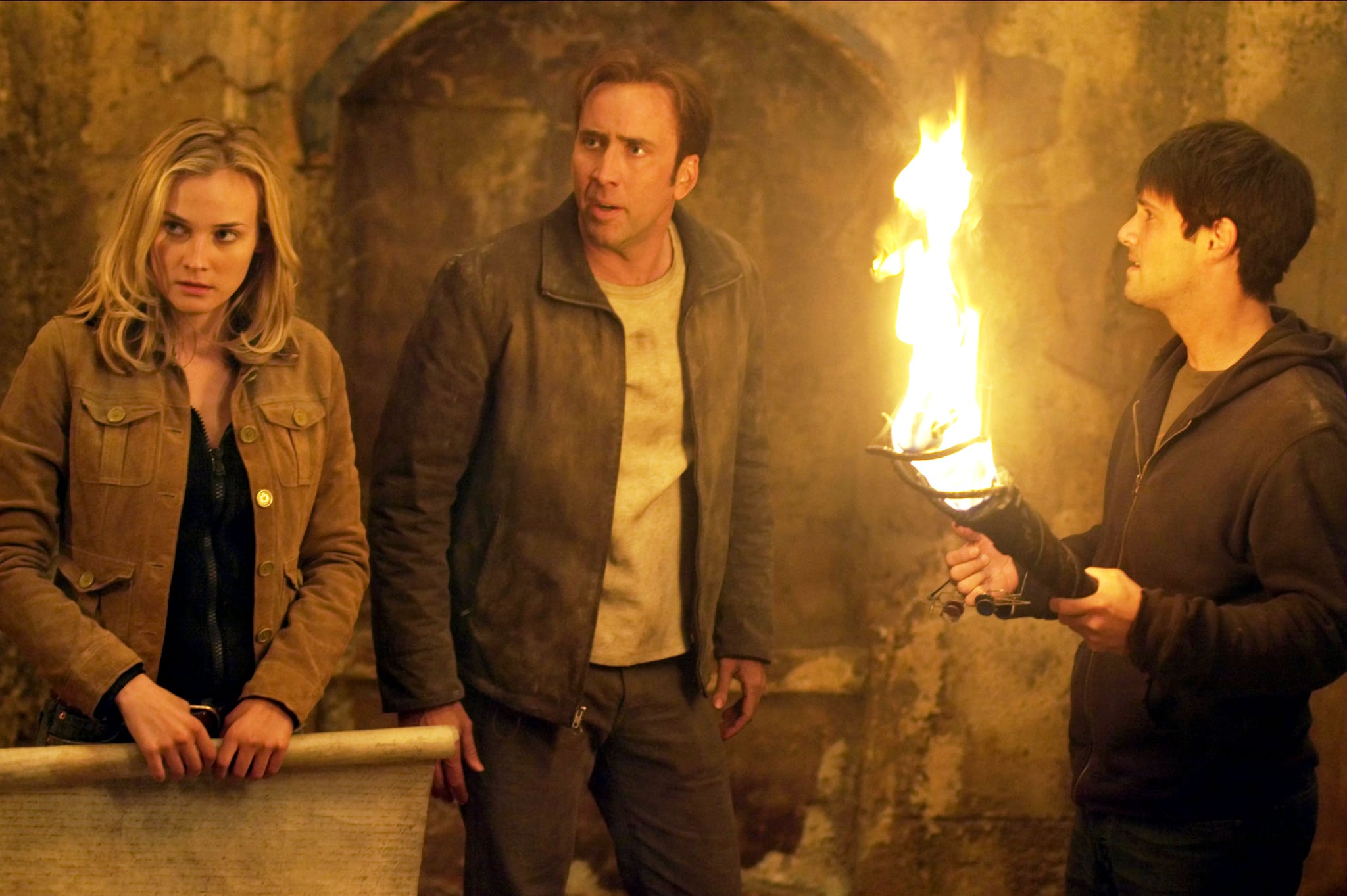 NATIONAL TREASURE, Diane Kruger, Nicolas Cage, Justin Bartha, 2004, (c) Touchstone/courtesy Everett Collection