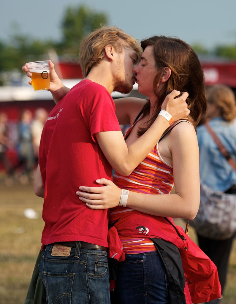 These young lovers managed to balance the beer and kiss at the same time at Roskilde Festival in Denmark. Well done.
These young lovers managed to balance the beer and kiss at the same time at Roskilde Festival in Denmark. Well done.