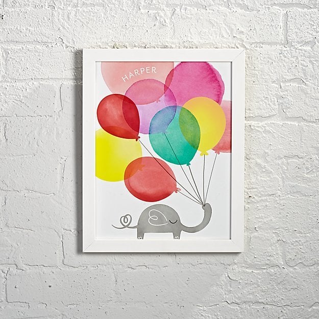 Personalized Framed Elephant Balloons Wall Art