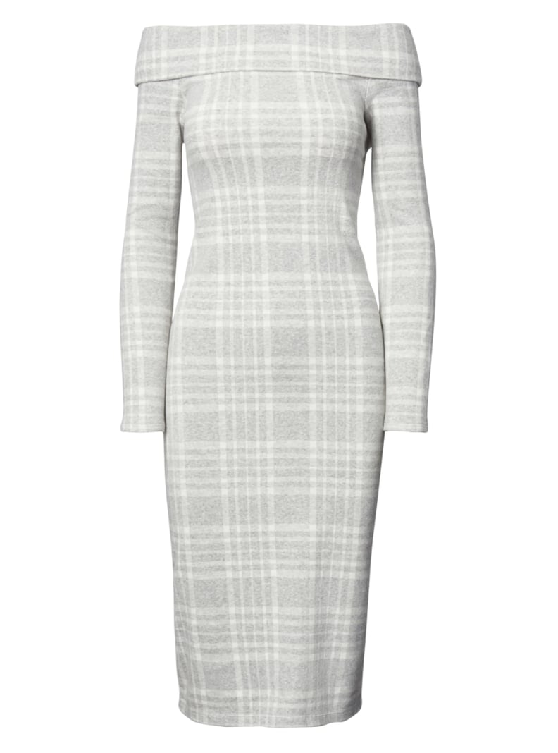 Banana Republic Plaid Off-the-Shoulder Midi Dress